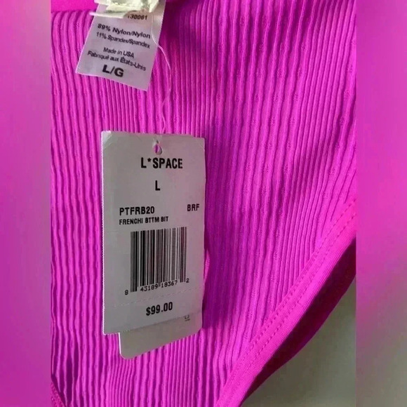 L*space French bikini bottoms fuschia Pointelle size L - Picture 2 of 3